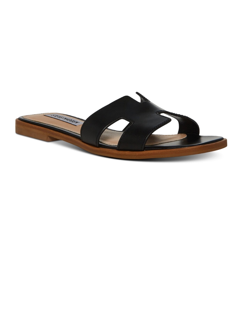 Steve Madden Hayden Black & Tan Leather Slide Sandal